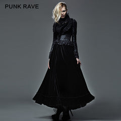 Q-262 Fashion black Long Satin Wool Gothic Skirt?-??Punk Rave Clothing