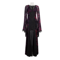 Q-265 Flocking Long Tight Sexy Dark Violet Color Slinky Gothic Dresses?-??Punk Rave Clothing