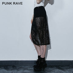 Q-267 Fashion Sexy Lady Shorts Knitted Mesh Punk Skirt?-??Punk Rave Clothing