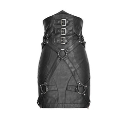 Q-270 New Fashion Lady Bandage High Waisted Leather Punk Skirt?-??Punk Rave Clothing