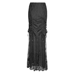 Q-272 Winter Women black Long Lace Fishtail Fashion Gothic Skirt?-??Punk Rave Clothing