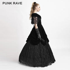 Q-273 Lolita Style Off Shoulder Velvet Lace Up Corset Gothic Dresses?-??Punk Rave Clothing
