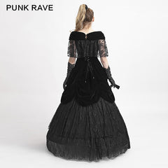 Q-273 Lolita Style Off Shoulder Velvet Lace Up Corset Gothic Dresses?-??Punk Rave Clothing