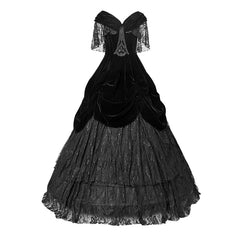 Q-273 Lolita Style Off Shoulder Velvet Lace Up Corset Gothic Dresses?-??Punk Rave Clothing