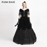 Q-273 Lolita Style Off Shoulder Velvet Lace Up Corset Gothic Dresses?-??Punk Rave Clothing