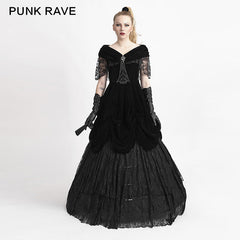 Q-273 Lolita Style Off Shoulder Velvet Lace Up Corset Gothic Dresses?-??Punk Rave Clothing