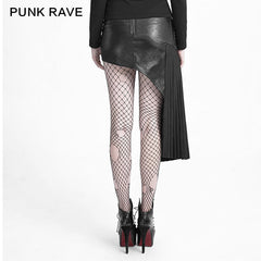 Q-274 Original Asymmetrical Sexy Pleated Leather Micro Mini Punk Skirt?-??Punk Rave Clothing