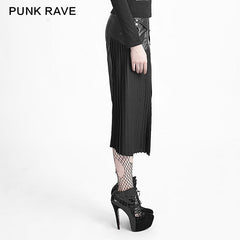 Q-274 Original Asymmetrical Sexy Pleated Leather Micro Mini Punk Skirt?-??Punk Rave Clothing