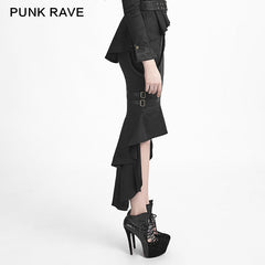 Q-276 Sexy Satin Mature Ladies Long Fishtail Gothic Skirt?-??Punk Rave Clothing