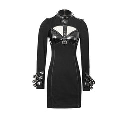 Q-278 black Club Military Sexy Skinny Wrap Gothic Dresses?-??Punk Rave Clothing