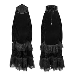 Q-281 black Velvet And Lace Palace Big Swing Long Gothic Skirt?-??Punk Rave Clothing