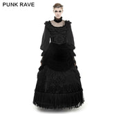 Q-281 black Velvet And Lace Palace Big Swing Long Gothic Skirt?-??Punk Rave Clothing