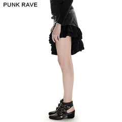 Q-283 Steampunk Asymmetrical Coffee Sexy Girl Mini Punk Skirt?-??Punk Rave Clothing