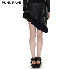 Q-283 Steampunk Asymmetrical Coffee Sexy Girl Mini Punk Skirt?-??Punk Rave Clothing