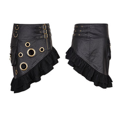 Q-283 Steampunk Asymmetrical Coffee Sexy Girl Mini Punk Skirt?-??Punk Rave Clothing