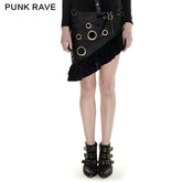 Q-283 Steampunk Asymmetrical Coffee Sexy Girl Mini Punk Skirt?-??Punk Rave Clothing