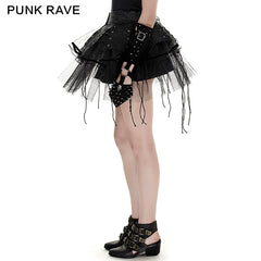 Q-284 Spiky Mesh Two-piece Punk Skirt With Straps?-??Punk Rave Clothing