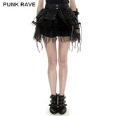 Q-284 Spiky Mesh Two-piece Punk Skirt With Straps?-??Punk Rave Clothing