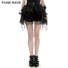 Q-284 Spiky Mesh Two-piece Punk Skirt With Straps?-??Punk Rave Clothing