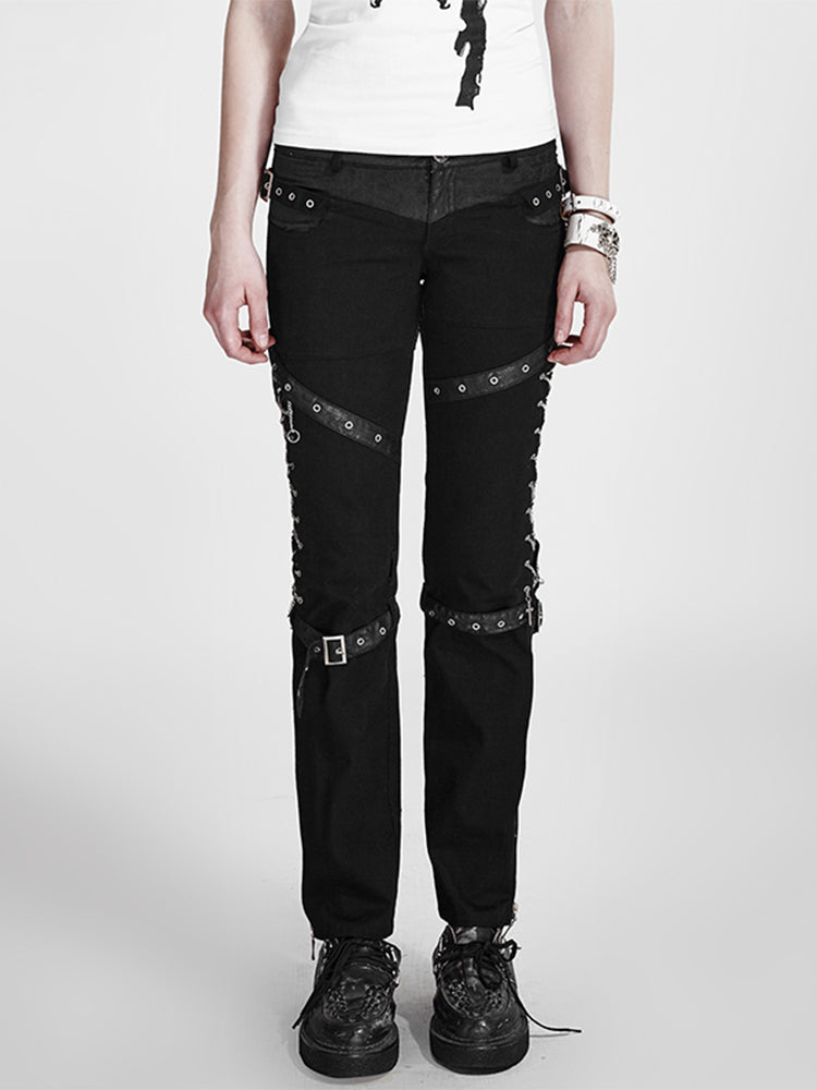 K-125 Gothic Unisex High Waist Rock Punk Pants?-??Punk Rave Clothing