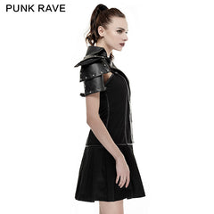 Q-288 High Collar Backless Short Sleeve Pleated Punk Dress?-??Punk Rave Clothing