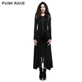 Q-290 black Knitted Slim Long Sleeve Hooded Evening Gothic Dresses?-??Punk Rave Clothing