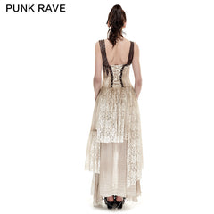 Q-291 black Elastic Mesh Stretchy Sexy Slit Long Prom Gown Evening Punk Dress?-??Punk Rave Clothing