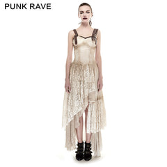 Q-291 black Elastic Mesh Stretchy Sexy Slit Long Prom Gown Evening Punk Dress?-??Punk Rave Clothing