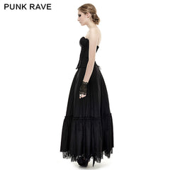 Q-292 black Linen Lace Backless Sexy Strapless Evening Gothic Dress?-??Punk Rave Clothing