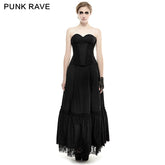 Q-292 black Linen Lace Backless Sexy Strapless Evening Gothic Dress?-??Punk Rave Clothing