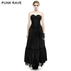 Q-292 black Linen Lace Backless Sexy Strapless Evening Gothic Dress?-??Punk Rave Clothing