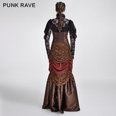 Q-295 Gorgeous Ruched Ball Gown Full-length Evening Punk Dress?-??Punk Rave Clothing