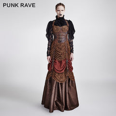 Q-295 Gorgeous Ruched Ball Gown Full-length Evening Punk Dress?-??Punk Rave Clothing
