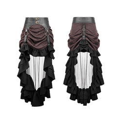 Q-302 Fancy Design Stripe Woven Fabric Transparent Mesh Punk Skirt?-??Punk Rave Clothing
