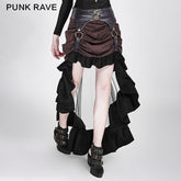 Q-302 Fancy Design Stripe Woven Fabric Transparent Mesh Punk Skirt?-??Punk Rave Clothing