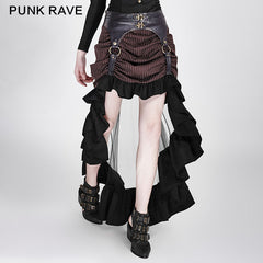 Q-302 Fancy Design Stripe Woven Fabric Transparent Mesh Punk Skirt?-??Punk Rave Clothing
