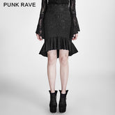 Q-303 Palace Pencil Frilled Hem Knee Length Mermaid Gothic Skirt?-??Punk Rave Clothing