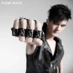 S-114 Fashion black Metal Removable Finger Gloves With Ring Accessories?-??Punk Rave Clothing