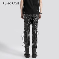K-131 New Style Lether Riveted Long Punk Pants?-??Punk Rave Clothing