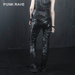 K-131 New Style Lether Riveted Long Punk Pants?-??Punk Rave Clothing