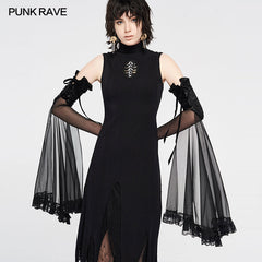 WS-349SSF Gothic Lace Shadow Flower Long Gloves?-??Punk Rave Clothing