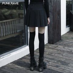 OPQ-684BQF Hardcore Girl series simplest short front and long back pleated skirt?-??Punk Rave Clothing
