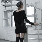 OPQ-830LQF Textured velvet square collar package hip dress?-??Punk Rave Clothing
