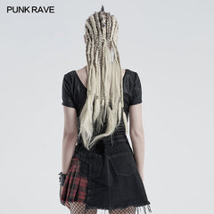 WT-649TCF Daily peach heart paste cloth mesh t-shirt?-??Punk Rave Clothing