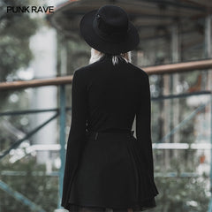 OPT-414TCF Light Gothic laced chest skinny T-shirt?-??Punk Rave Clothing