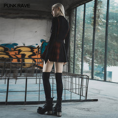 OPQ-642BQF Plaid spliced suspender skirt?-??Punk Rave Clothing