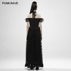 WQ-444LQF Gothic Gorgeous Off Shoulder Lace Dress?-??Punk Rave Clothing