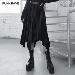 OPQ-840BQF Wednesday series dark and elegant printed pleated patchwork skirt?-??Punk Rave Clothing