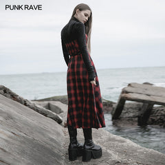 OPQ-859DQF Plaid irregular flounces slip dress?-??Punk Rave Clothing