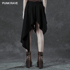 WQ-506BQF Punk asymmetrmetric vertical half skirt?-??Punk Rave Clothing